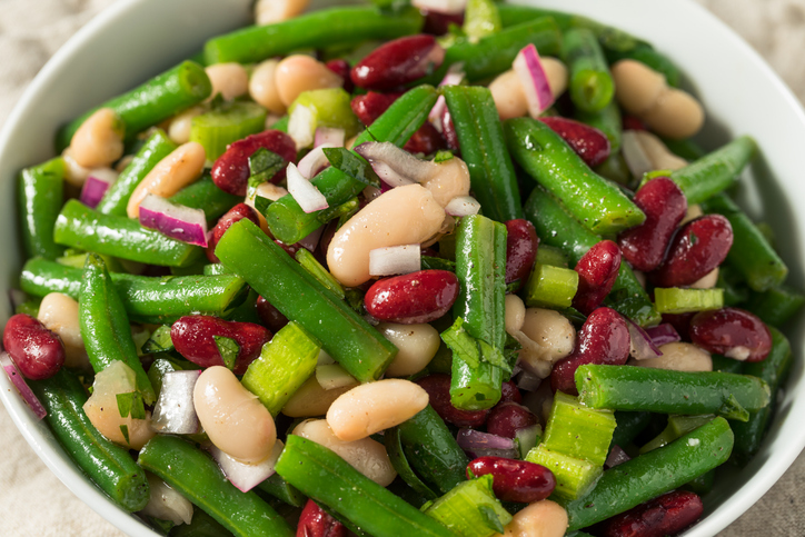 Homemade Organic Three Bean Salad with Green Kidney and Cannellini