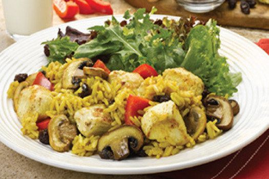 Curried Chicken with Raisins and Mushrooms