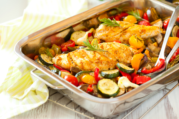 rosemary chicken with oven-roasted ratatouille