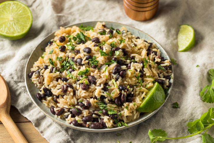 Homemade Mexican Black Beans and Rice with Cilantro