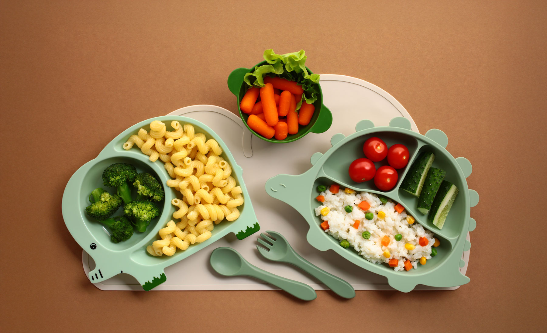 A couple of children's meals on a table