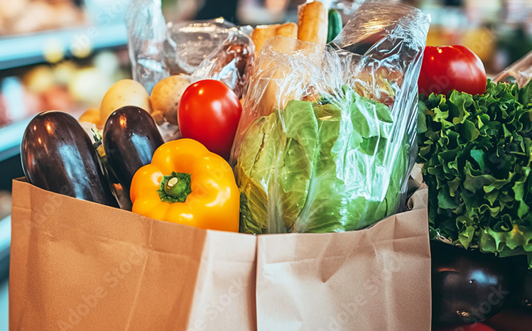 bag of groceries at supermarket