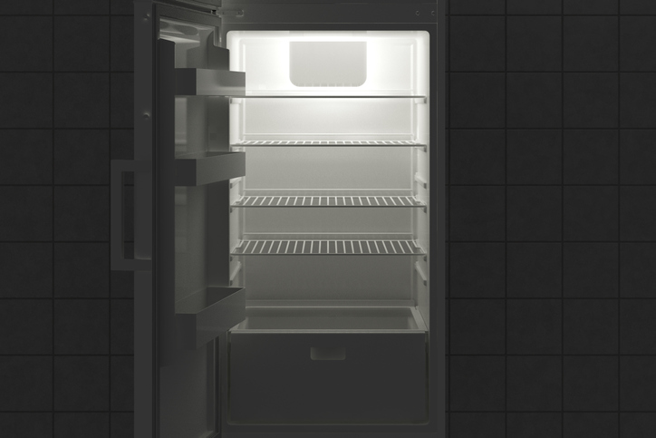 Empty fridge with open door