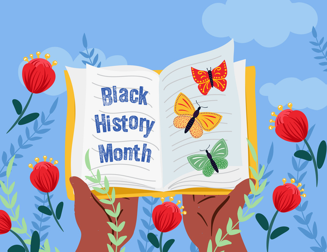 Black History Month. Celebration In Reading Or Teaching. Hands Holding Up Books